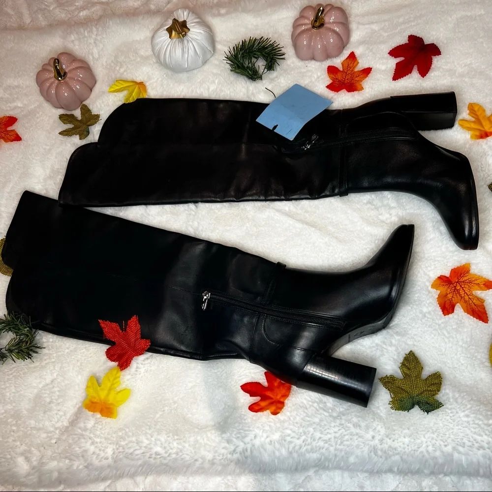Antonio Melani Over the Knee High  Black Leather Boots. #47